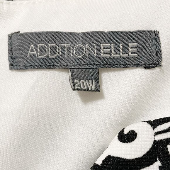 ADDITION ELLE Plus-size black white scrolling leaf print dress ~ XXL 2X XXXL 3X - Picture 2 of 14